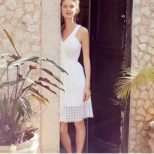 Anthropologie Leifsdottir Lila white cotton eyelet summer dress size 8 medium